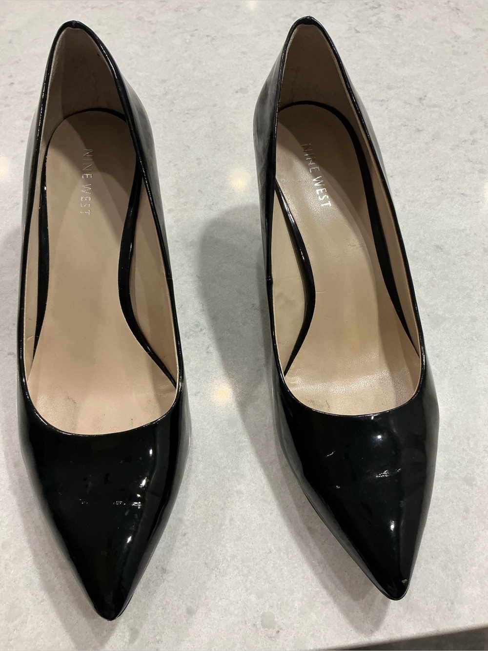 Nine West Black Patent Pointed-Toe Pumps READ BELOW